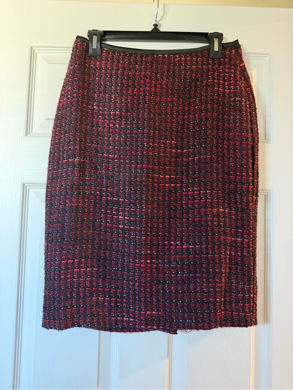 Coldwater Creek Red and Black Tweed Pencil Skirt
